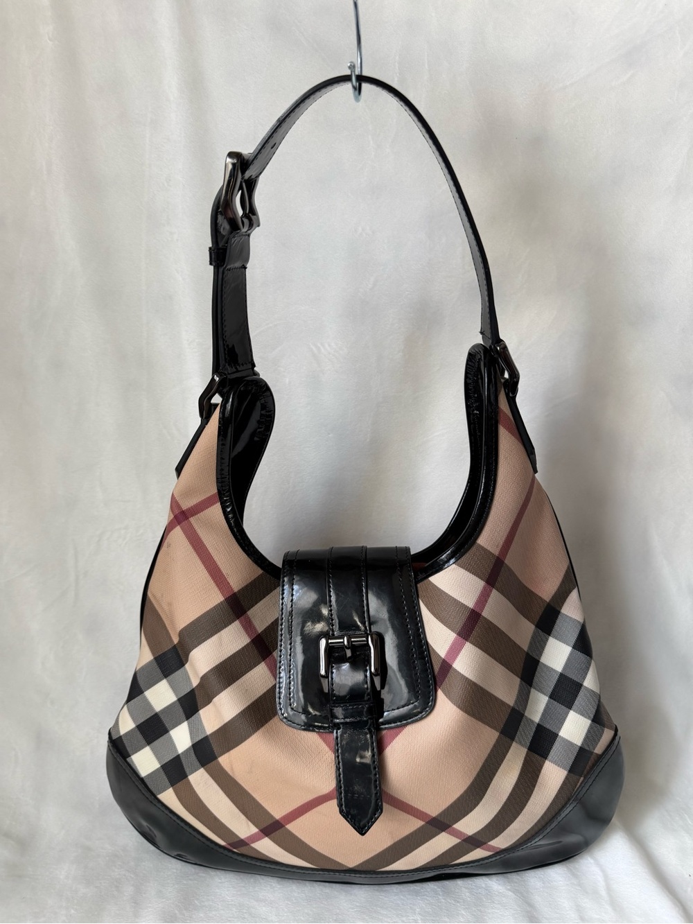 Burberry Nova Check Canvas Brook Hobo Bag